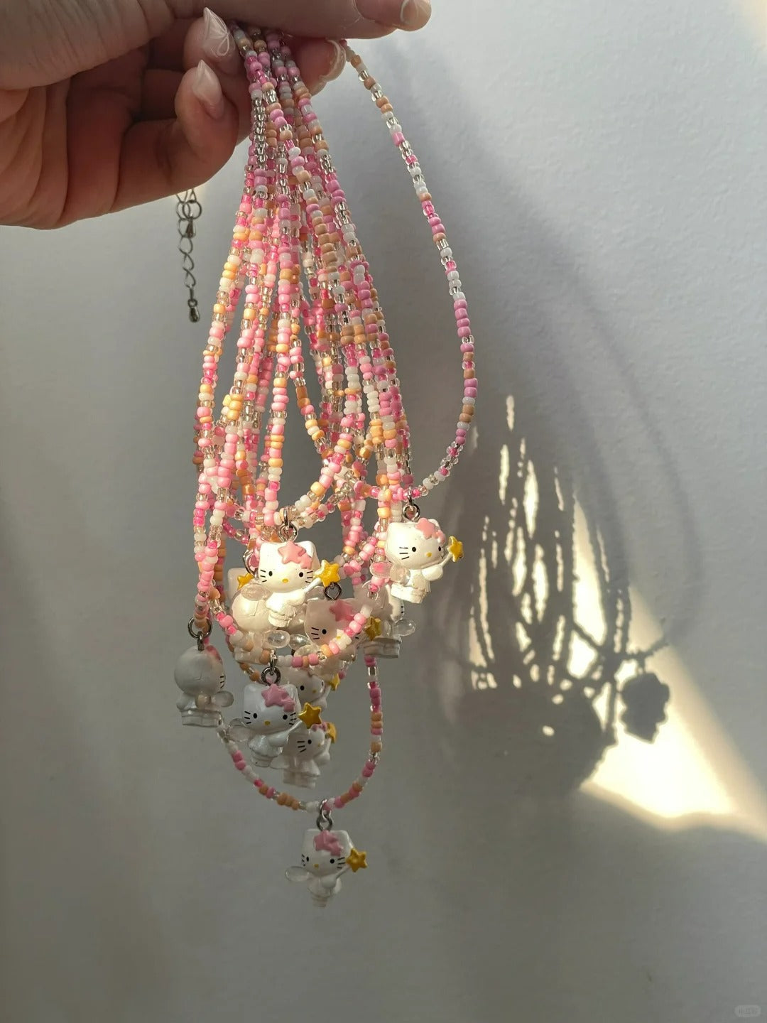 Collier Chaton Rose Perlé à la Main