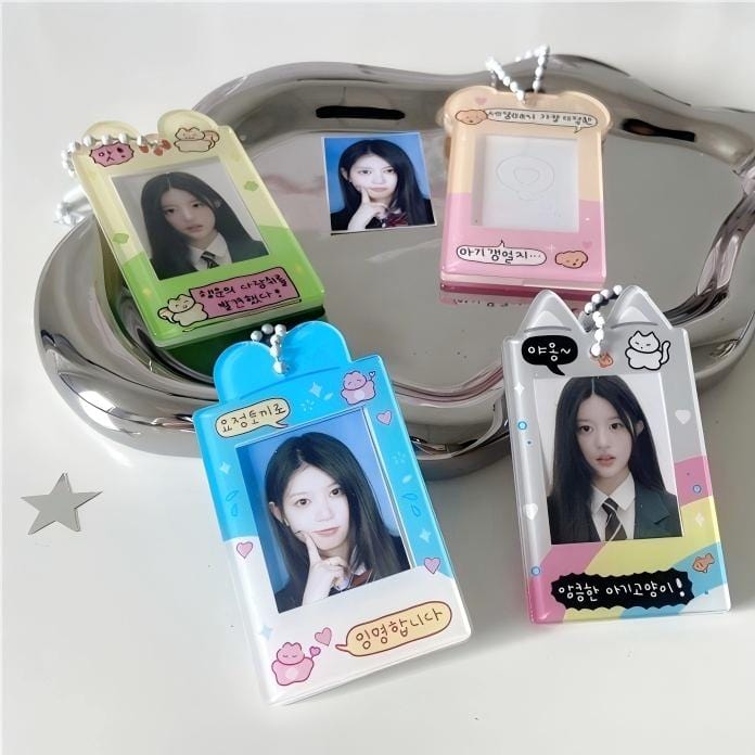 Cat Kpop Photocard Korea Acrylic Style Keychain Puppy Holder