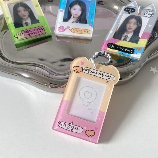 Cat Kpop Photocard Korea Acrylic Style Keychain Puppy Holder