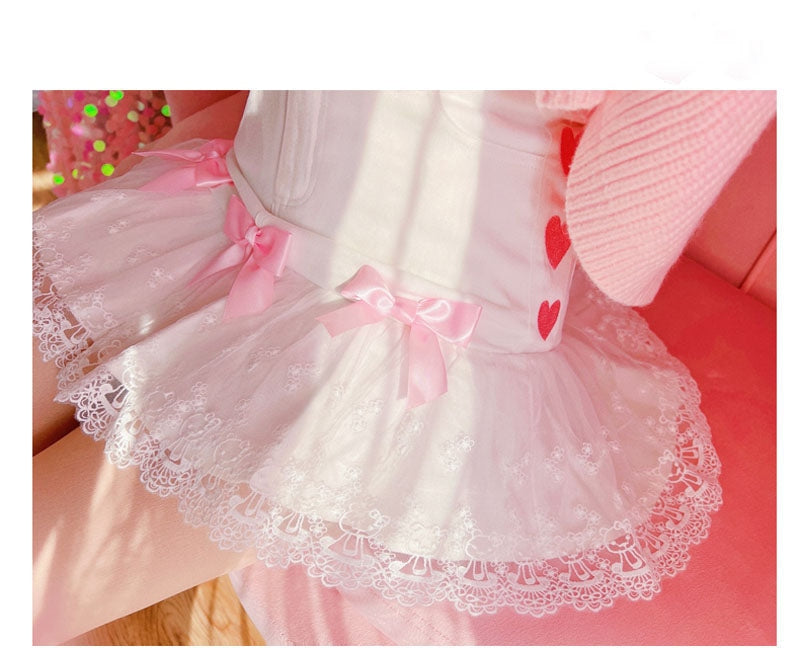 Lace ribbon lolita skirt - bow skirt - bowknot - bows - fairy kei - girly