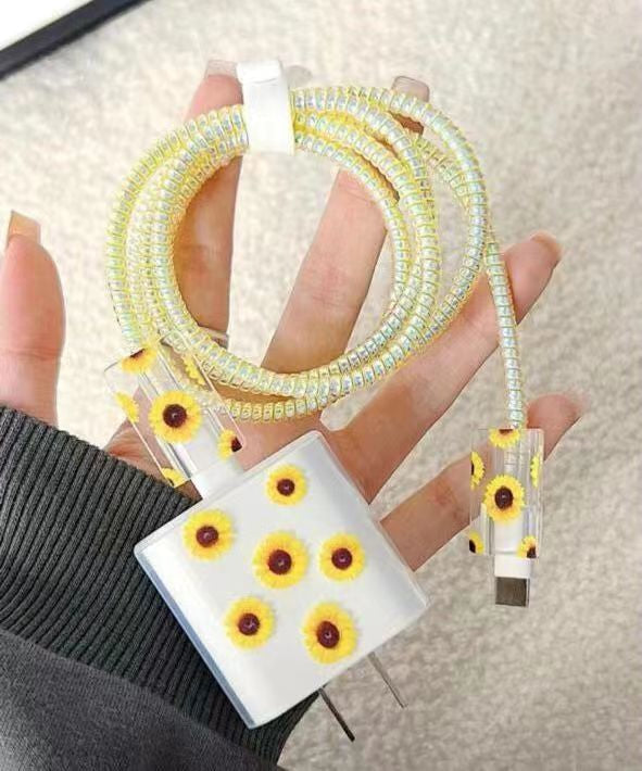 Lovecore cable protector for iphone - charger - cords - hearts - iphone - sunflower
