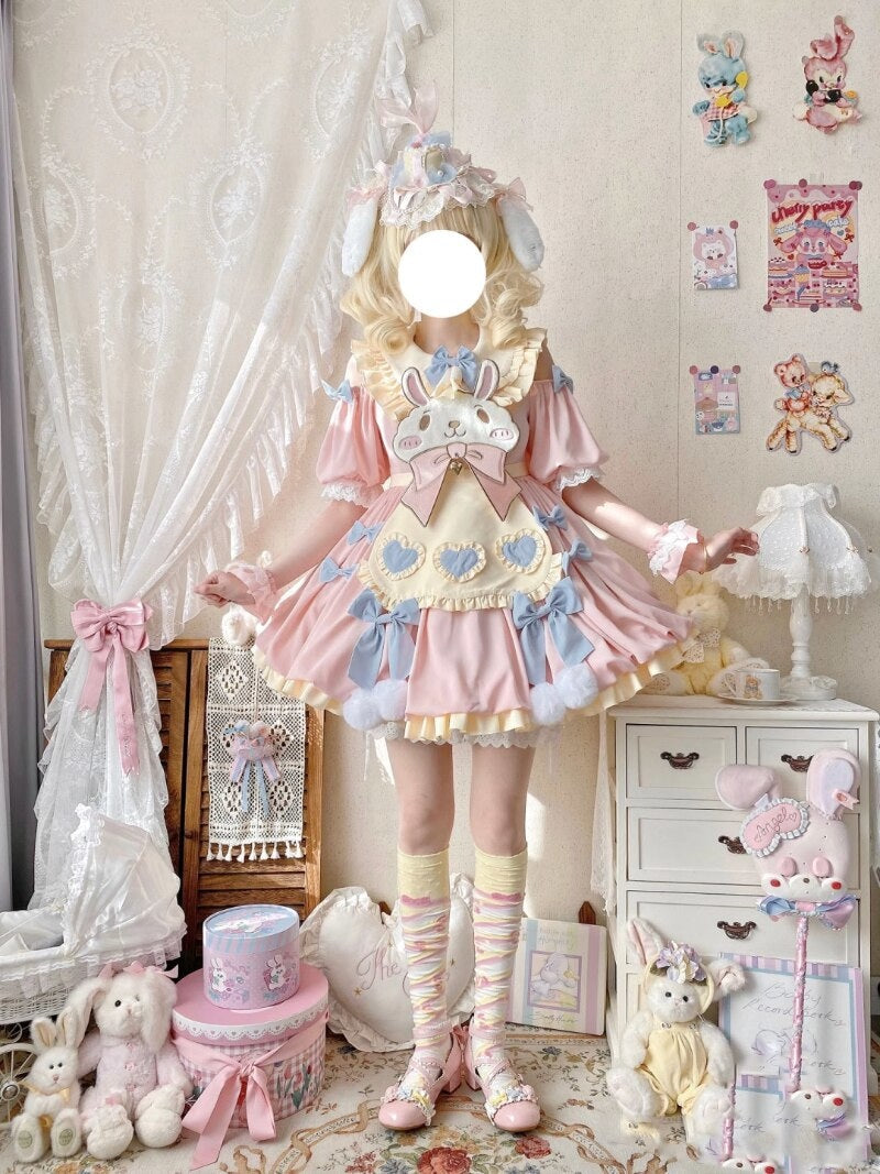 Pastel easter bunny lolita dress - apron dress - bunnies - bunny - rabbit -