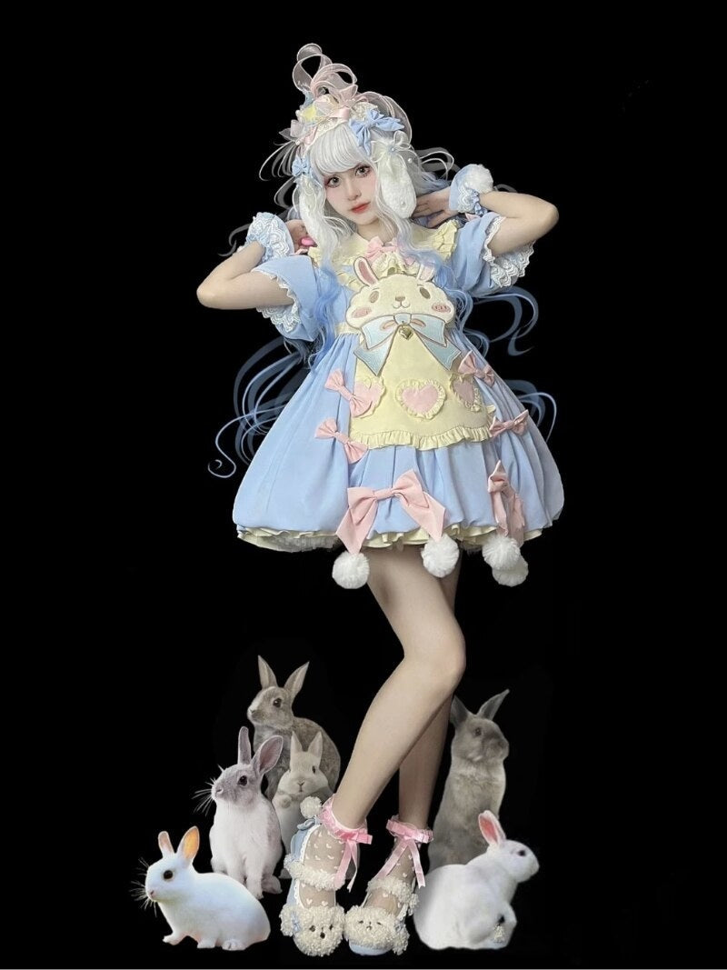 Pastel easter bunny lolita dress - apron dress - bunnies - bunny - rabbit -
