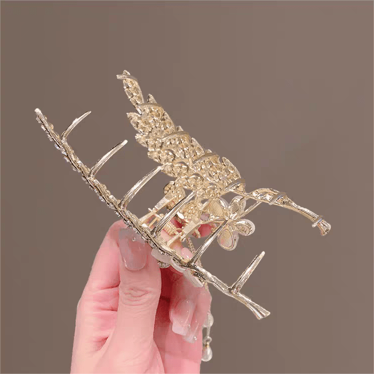 Pearl Floral Butterfly Chignon Claw Clip