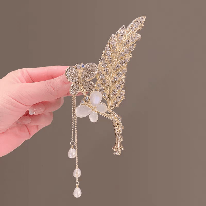 Pearl Floral Butterfly Chignon Claw Clip