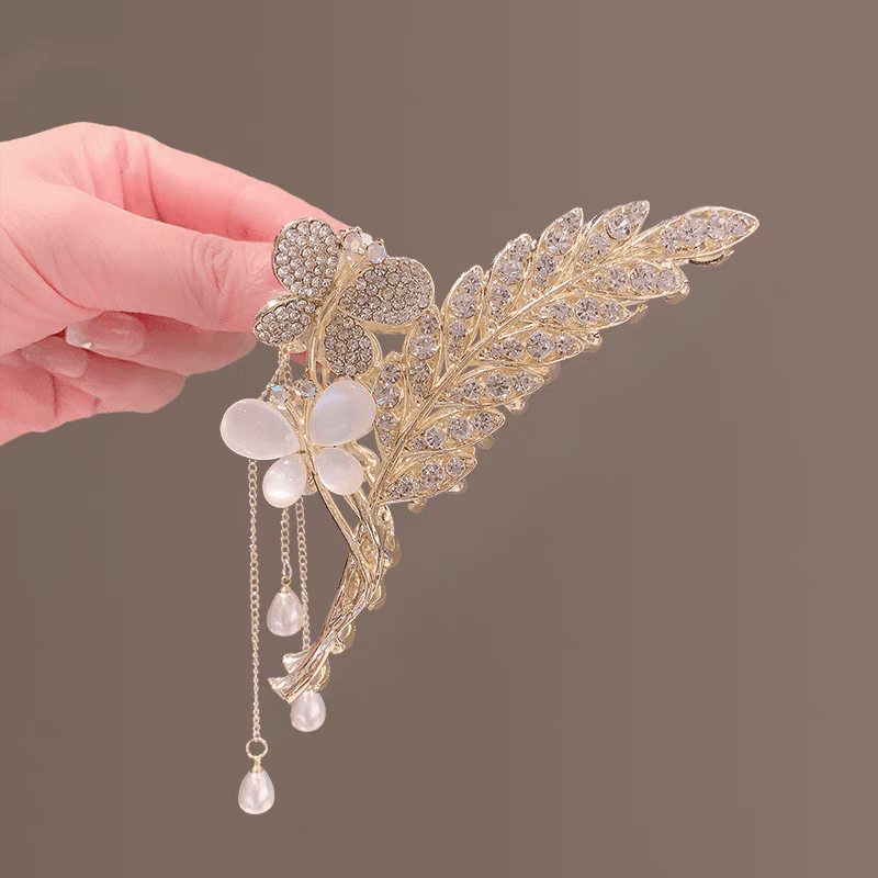 Pearl Floral Butterfly Chignon Claw Clip