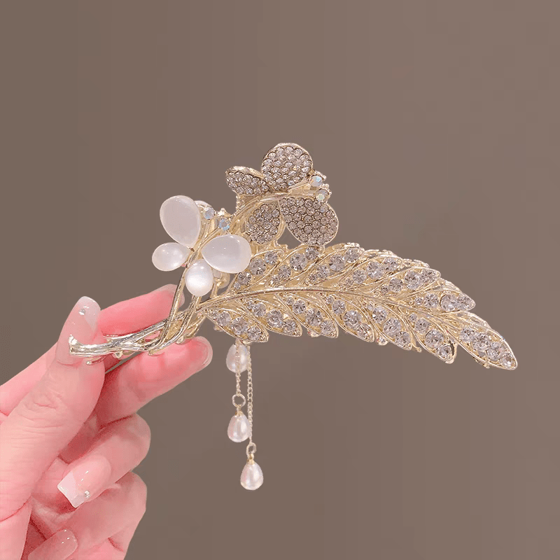 Pearl Floral Butterfly Chignon Claw Clip