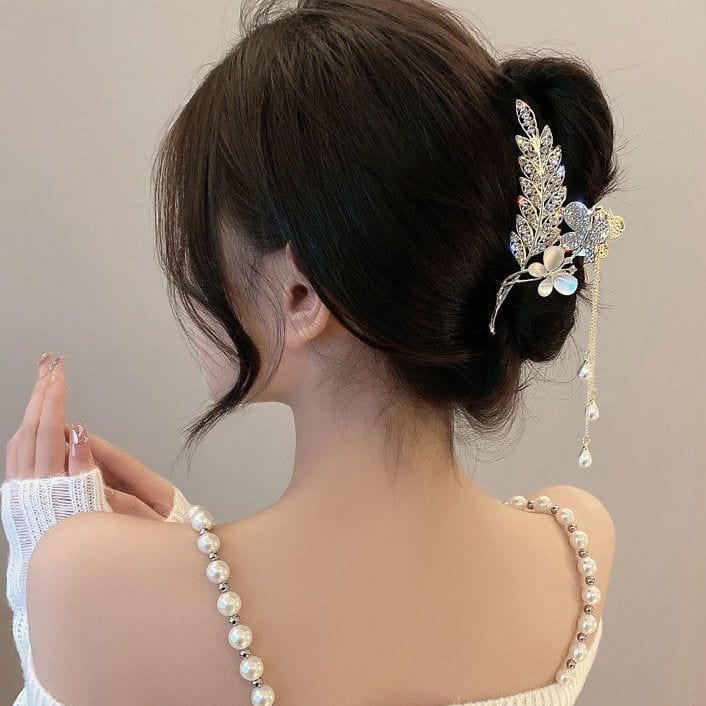 Pearl Floral Butterfly Chignon Claw Clip