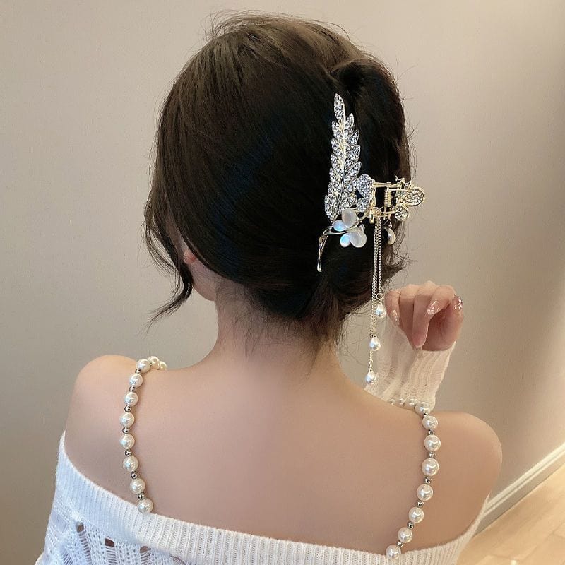 Pearl Floral Butterfly Chignon Claw Clip