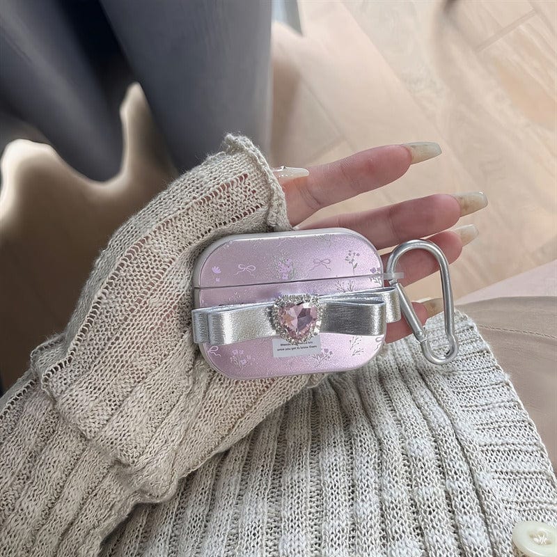 Pink Bowknot Heart AirPods Case With Accessories
