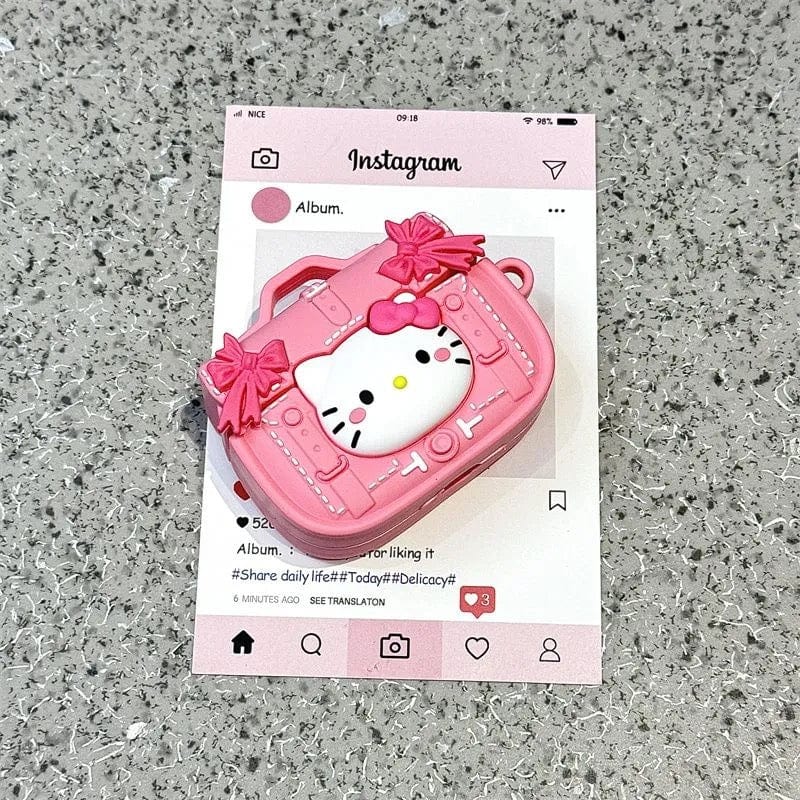 Pink Briefcas Kitty AirPods Earphone Case With Lanyard
