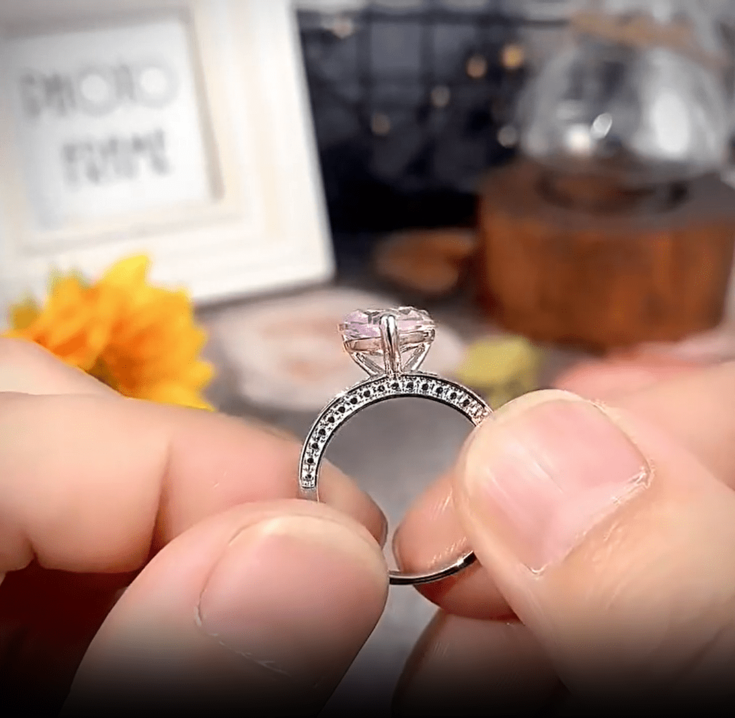 Bague coeur en cristal rose