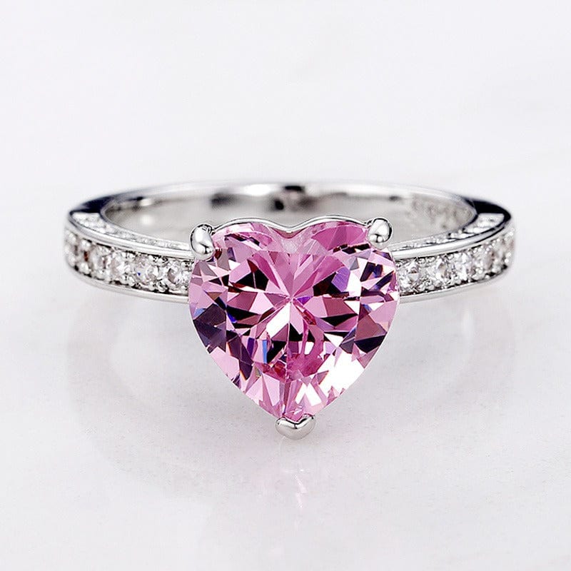 Bague coeur en cristal rose