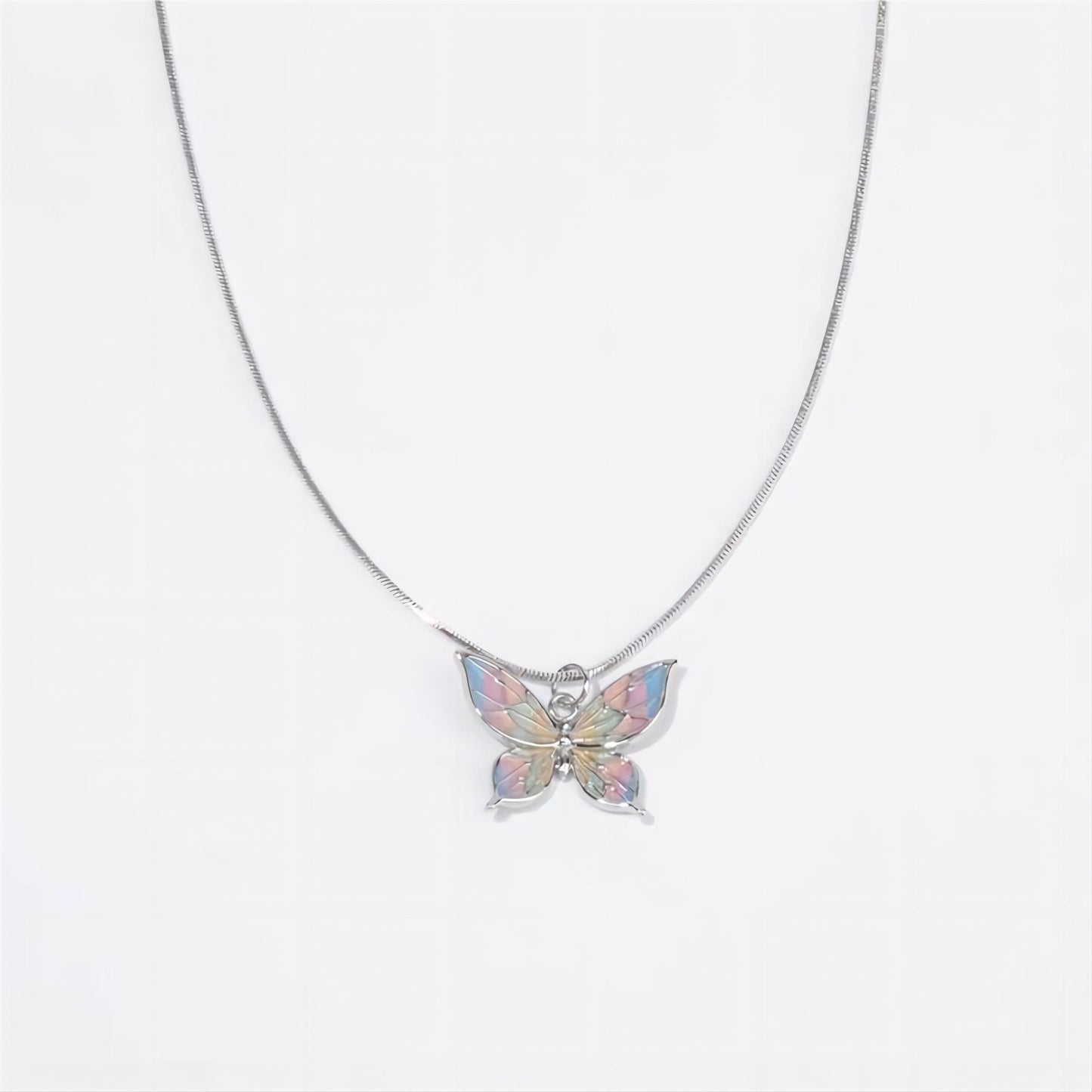 Pink Color Butterfly Necklace