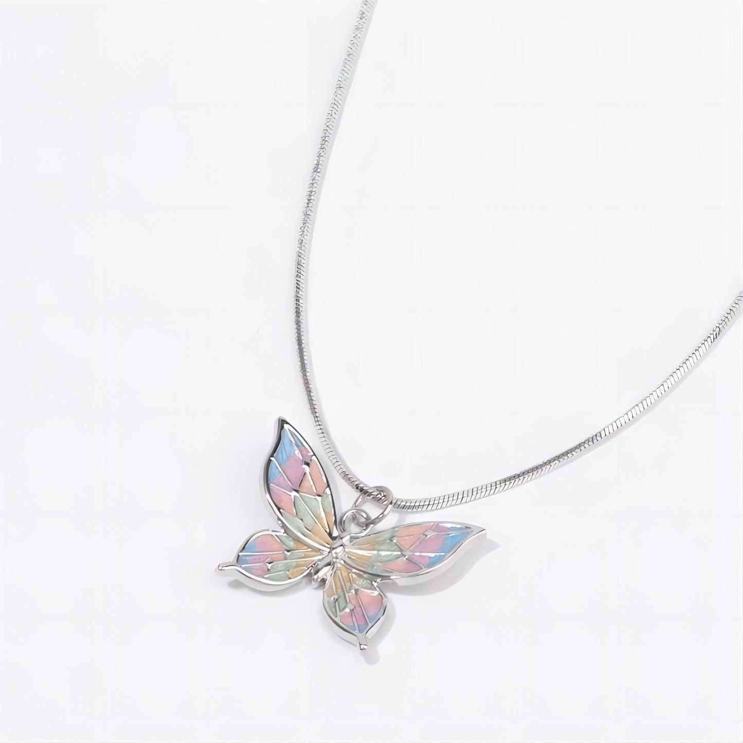 Pink Color Butterfly Necklace