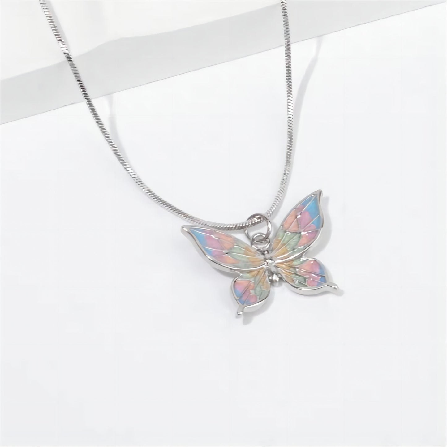 Pink Color Butterfly Necklace