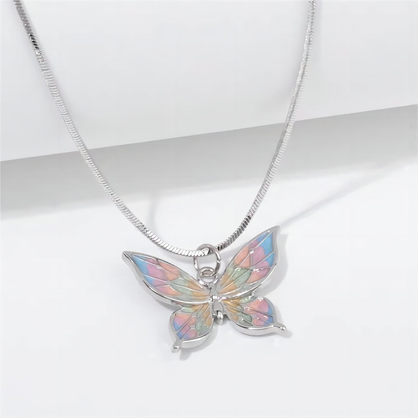 Pink Color Butterfly Necklace