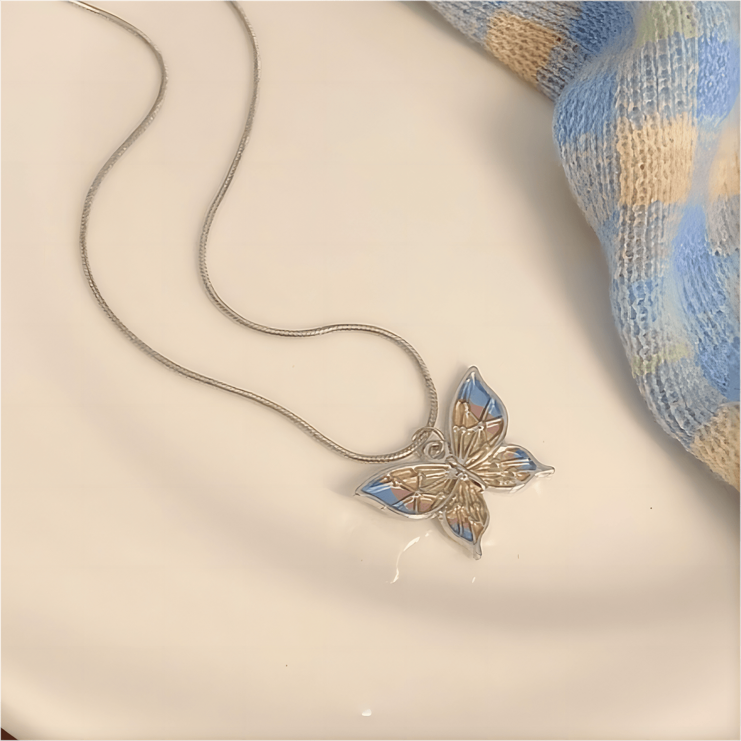 Pink Color Butterfly Necklace