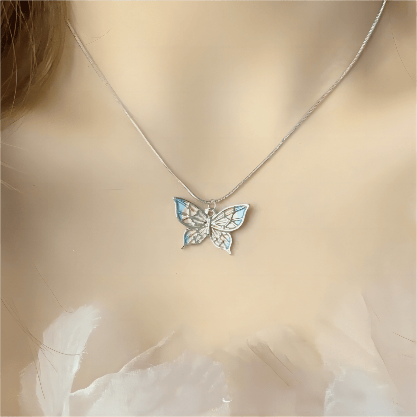 Pink Color Butterfly Necklace