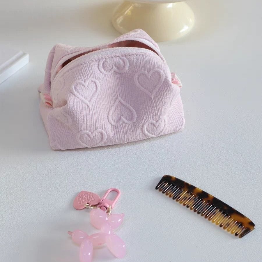Kosmetik-Reise-Organizer mit Herz-Motiv, Rosa