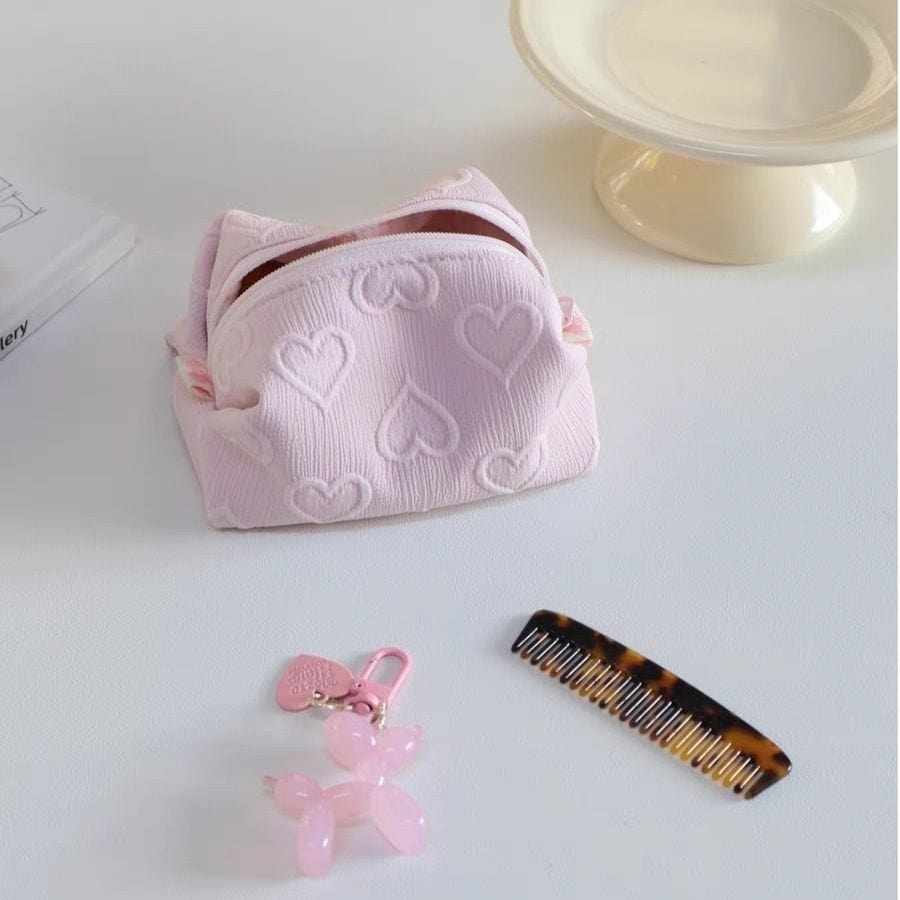 Kosmetik-Reise-Organizer mit Herz-Motiv, Rosa