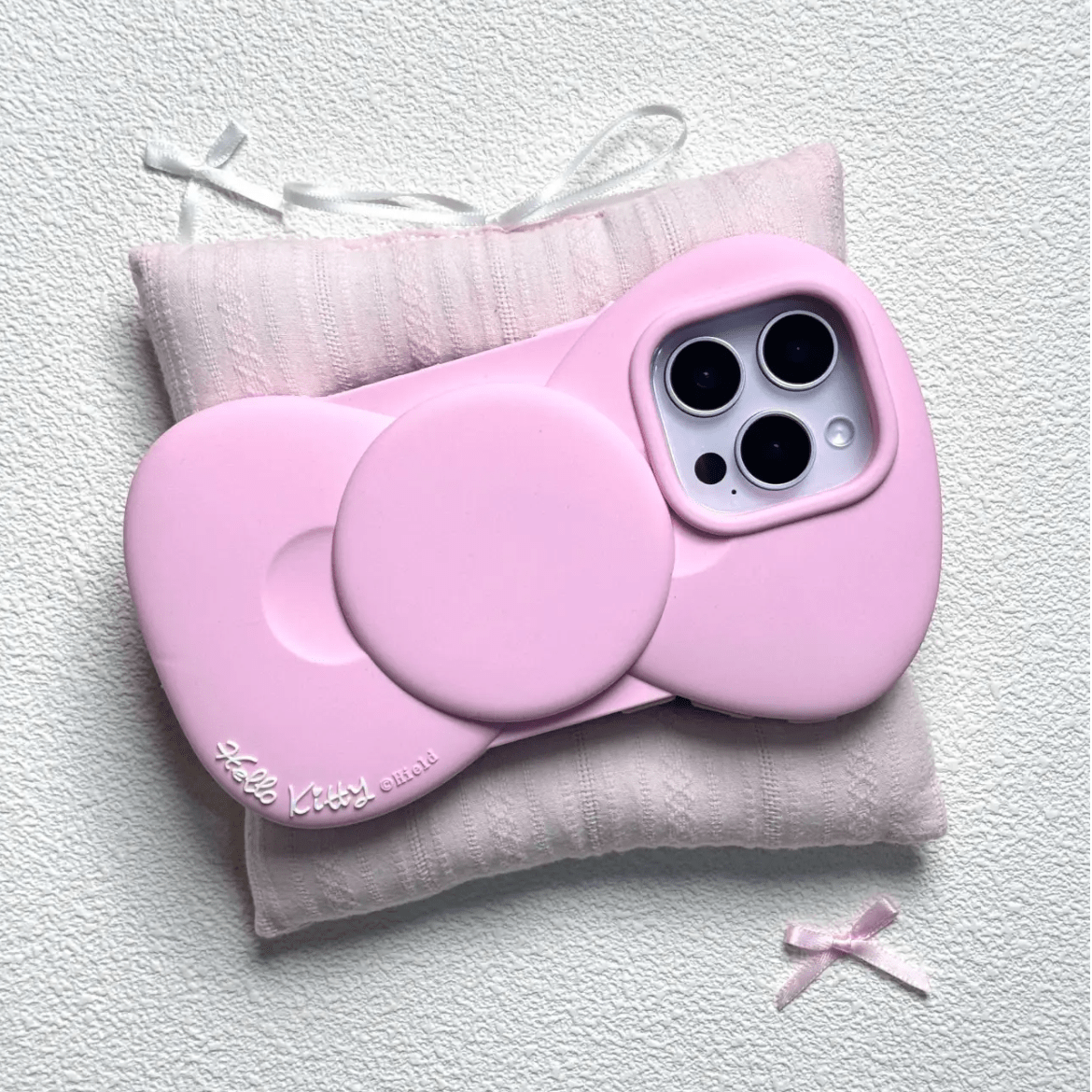Kitty Case Bowknot Pink Silicone iPhone