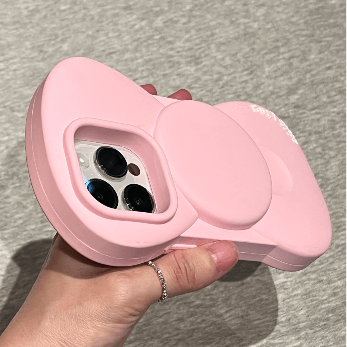 Kitty Case Bowknot Pink Silicone iPhone