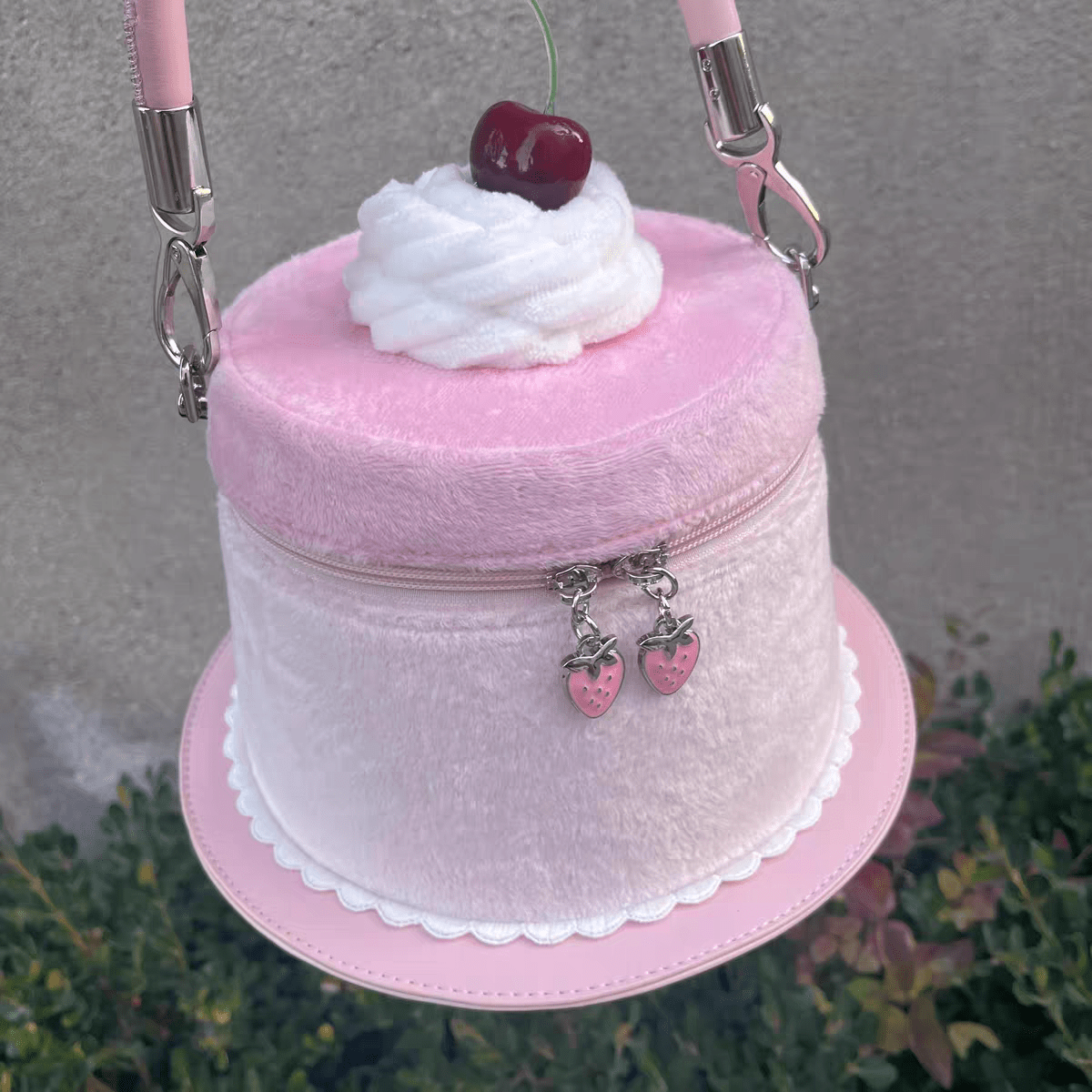 Pink Plush Strawberry Pudding Tote Bag