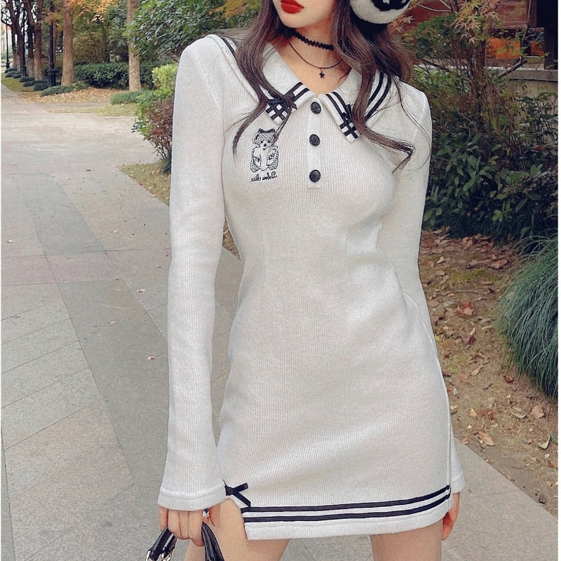 Pink Sailor Bear Sweater Dress - angelcore, angelic, coquette, dollette, dresses Kawaii Babe