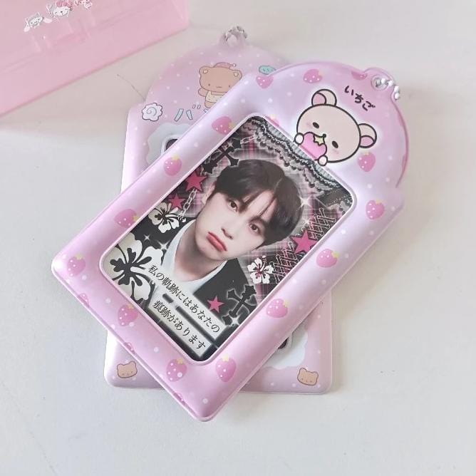Photocard Kpop Rilak Pink Holder Stawberry Keychain
