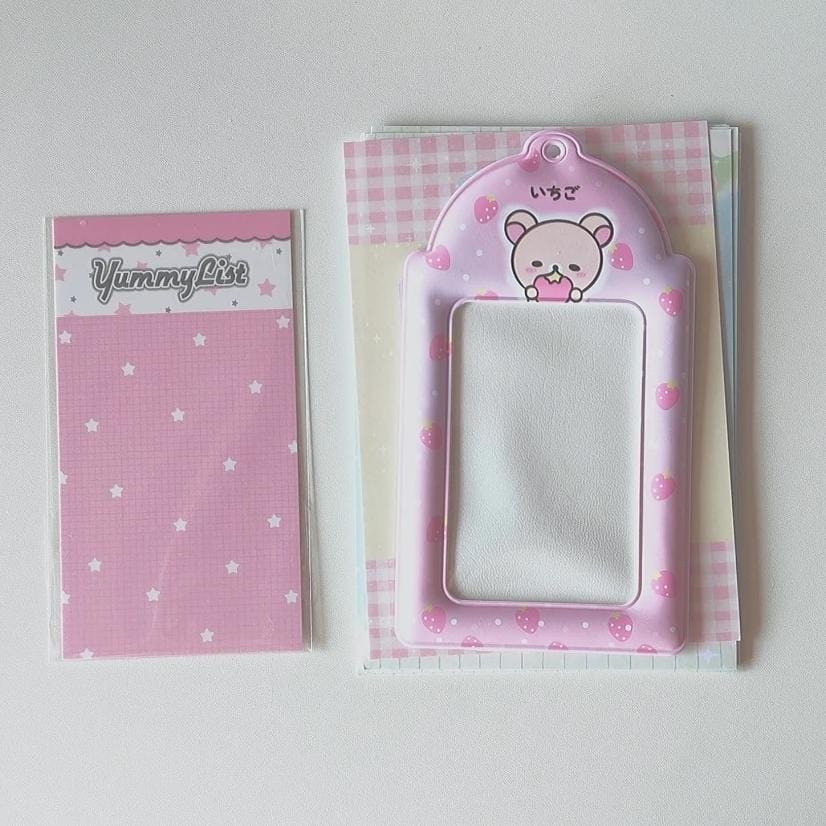 Photocard Kpop Rilak Pink Holder Stawberry Keychain
