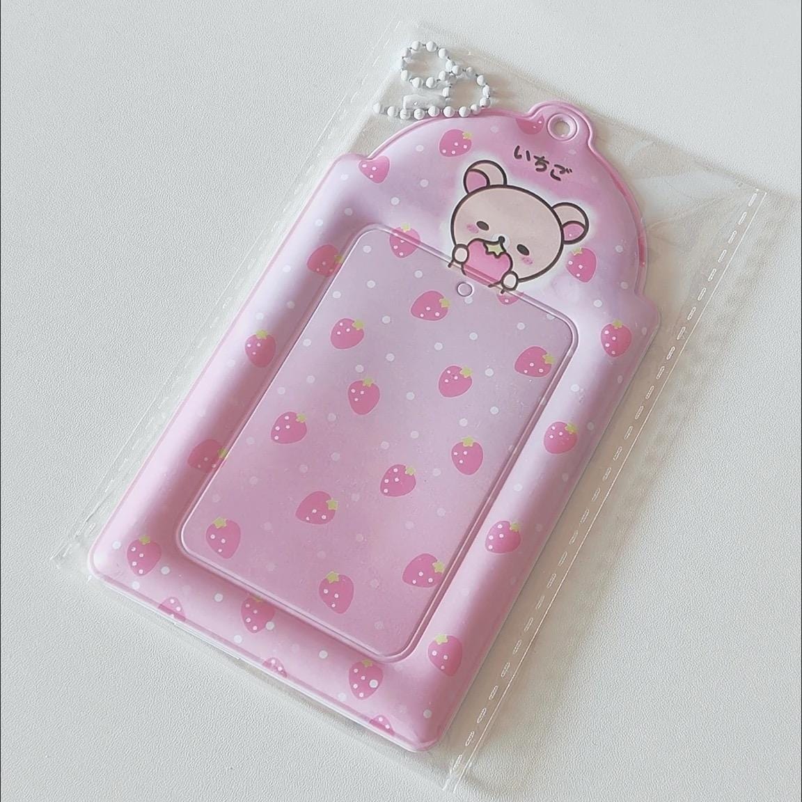 Photocard Kpop Rilak Pink Holder Stawberry Keychain