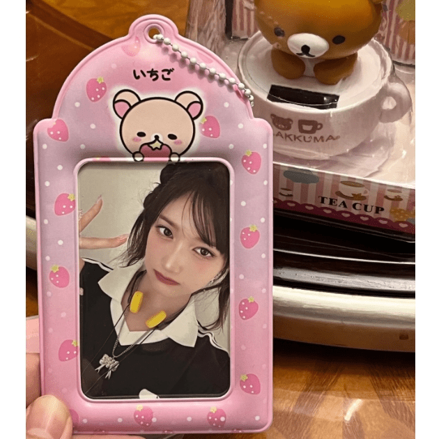 Photocard Kpop Rilak Pink Holder Stawberry Keychain