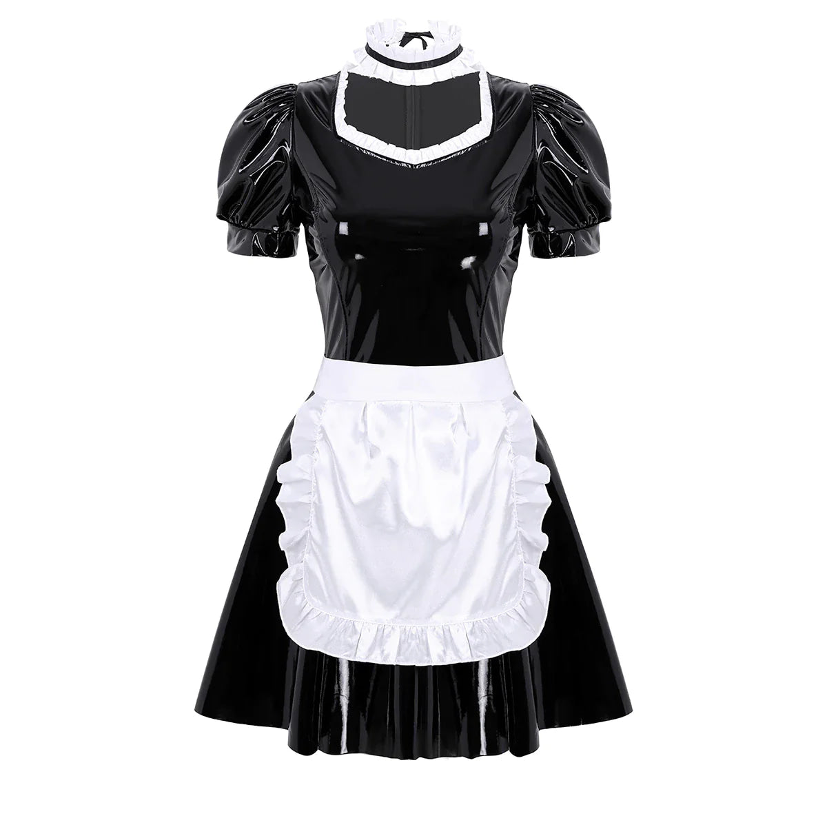 Pleather maid dress - apron - bodysuit - bodysuits - cosplay - cosplaying