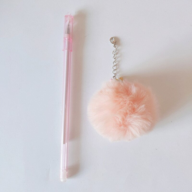 Plush Unicorn Pompom Pens - fairy-kei, pastelcore, pen, stationary, unicorn Kawaii Babe