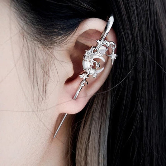 Boucles d'oreilles à crochet en forme de lune, d'étoile et de rose