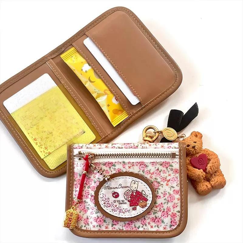 Floral Retro Cream Embroidery Marron Wallet