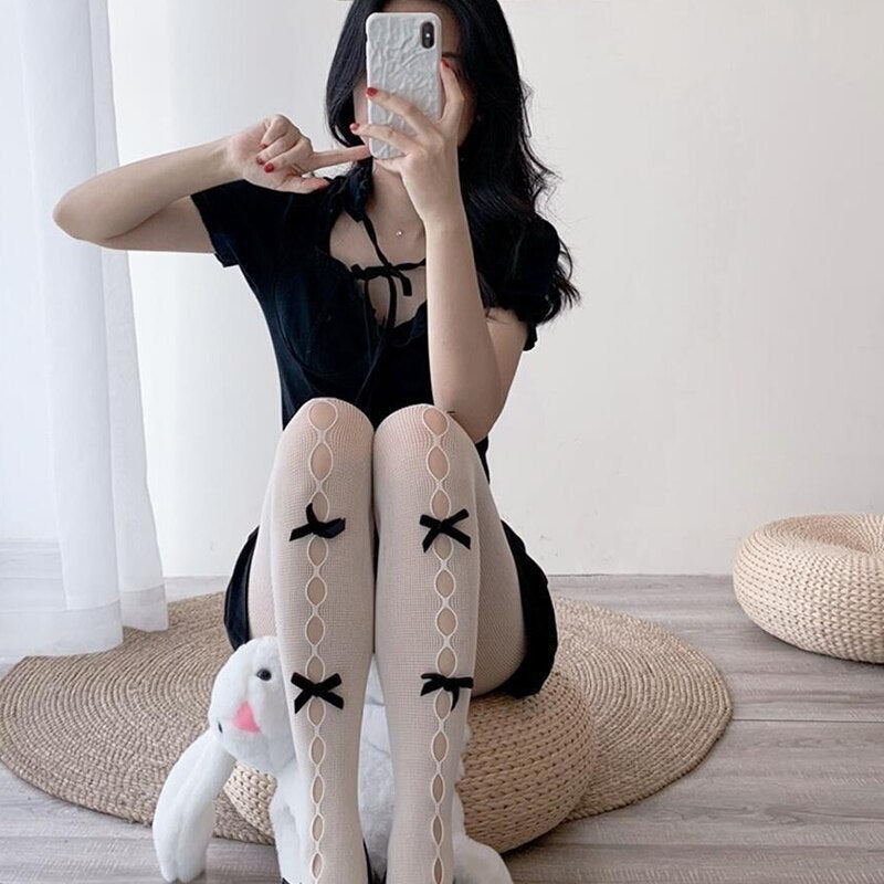 Ribbon Fishnets - fishnet, fishnet socks, stockings, fishnets, nylon