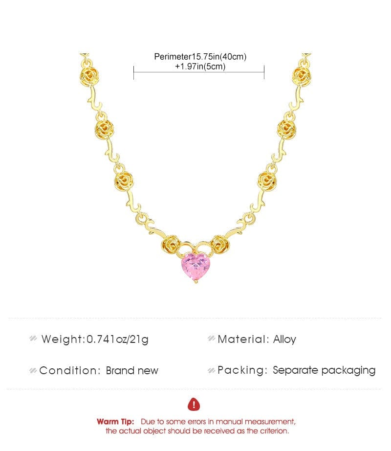 Rose Heart Pendant Necklace