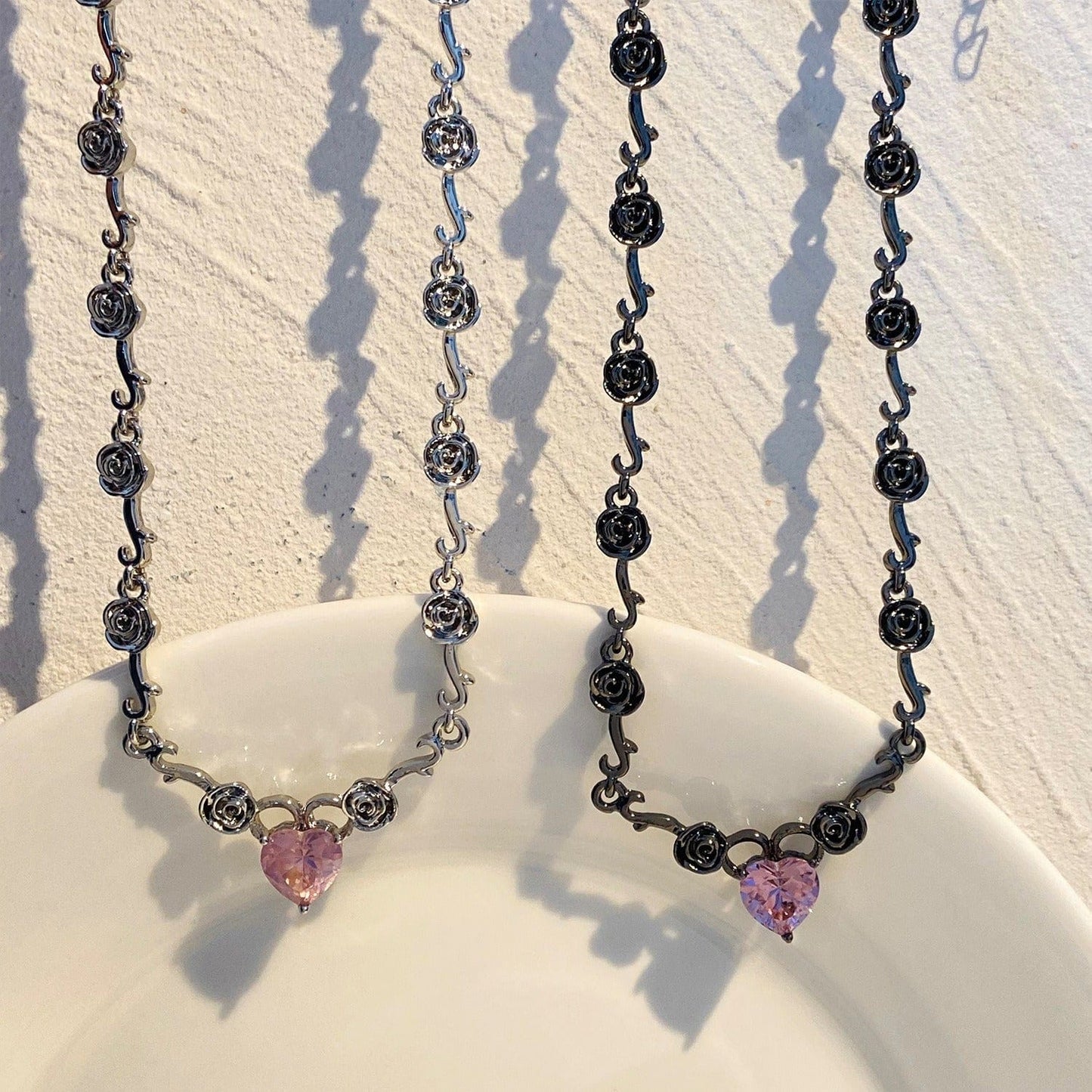 Rose Heart Pendant Necklace