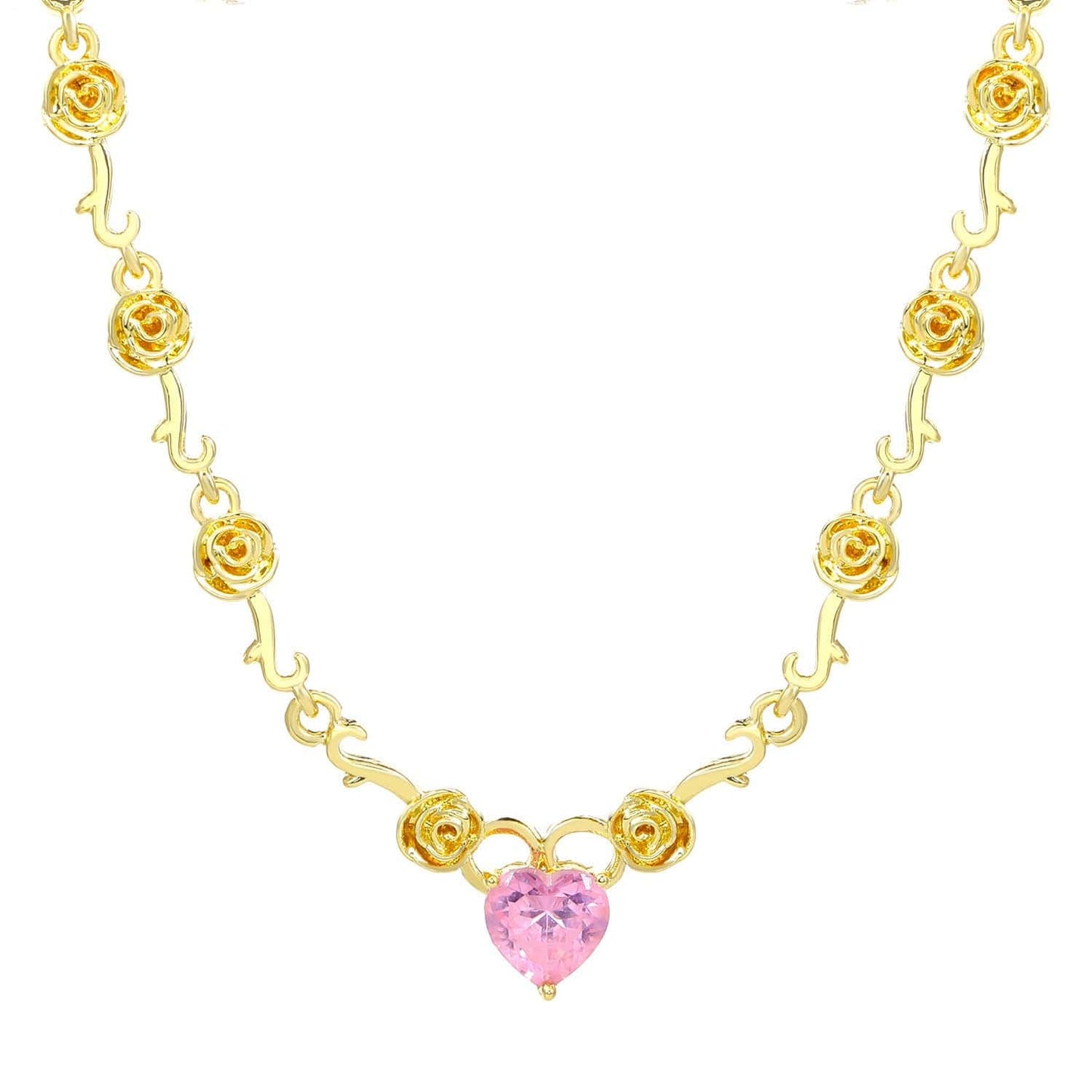 Rose Heart Pendant Necklace