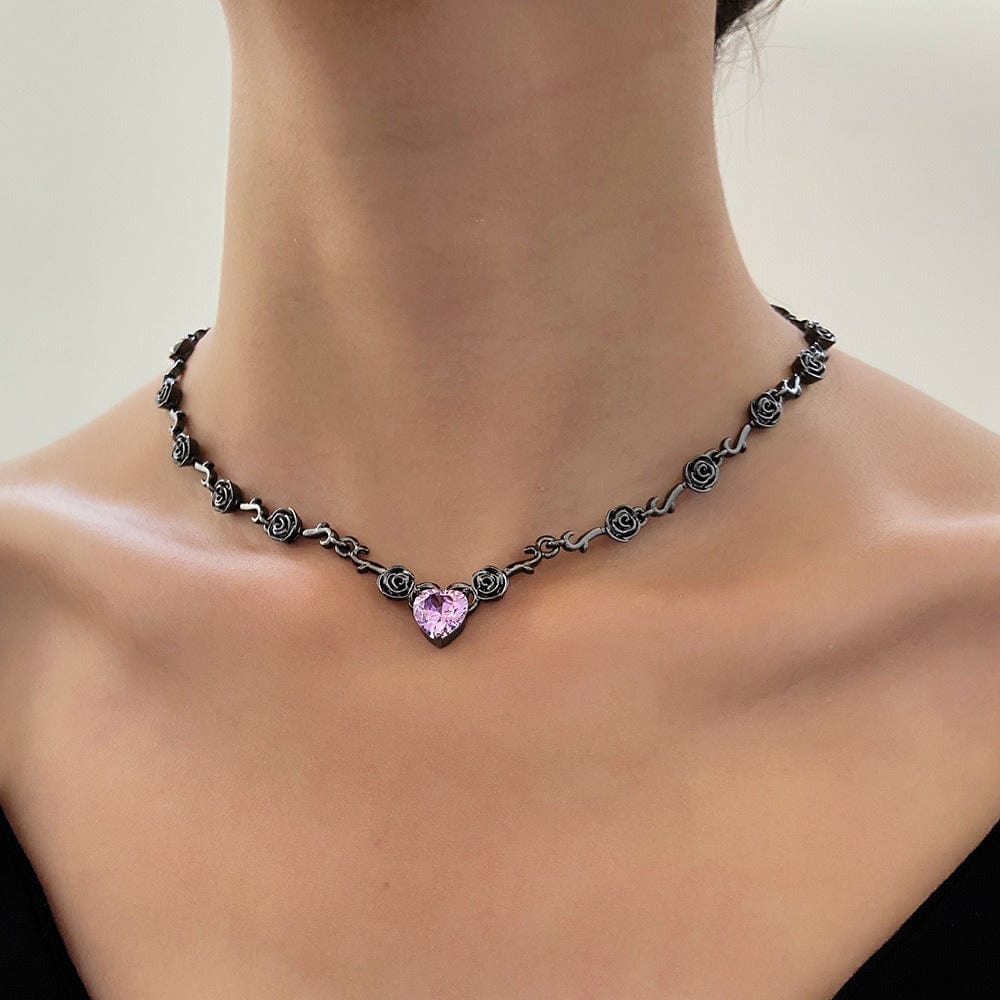 Rose Heart Pendant Necklace