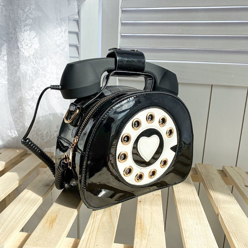 Rotary phone handbag - bags - handbag - handbags - phone - pu material