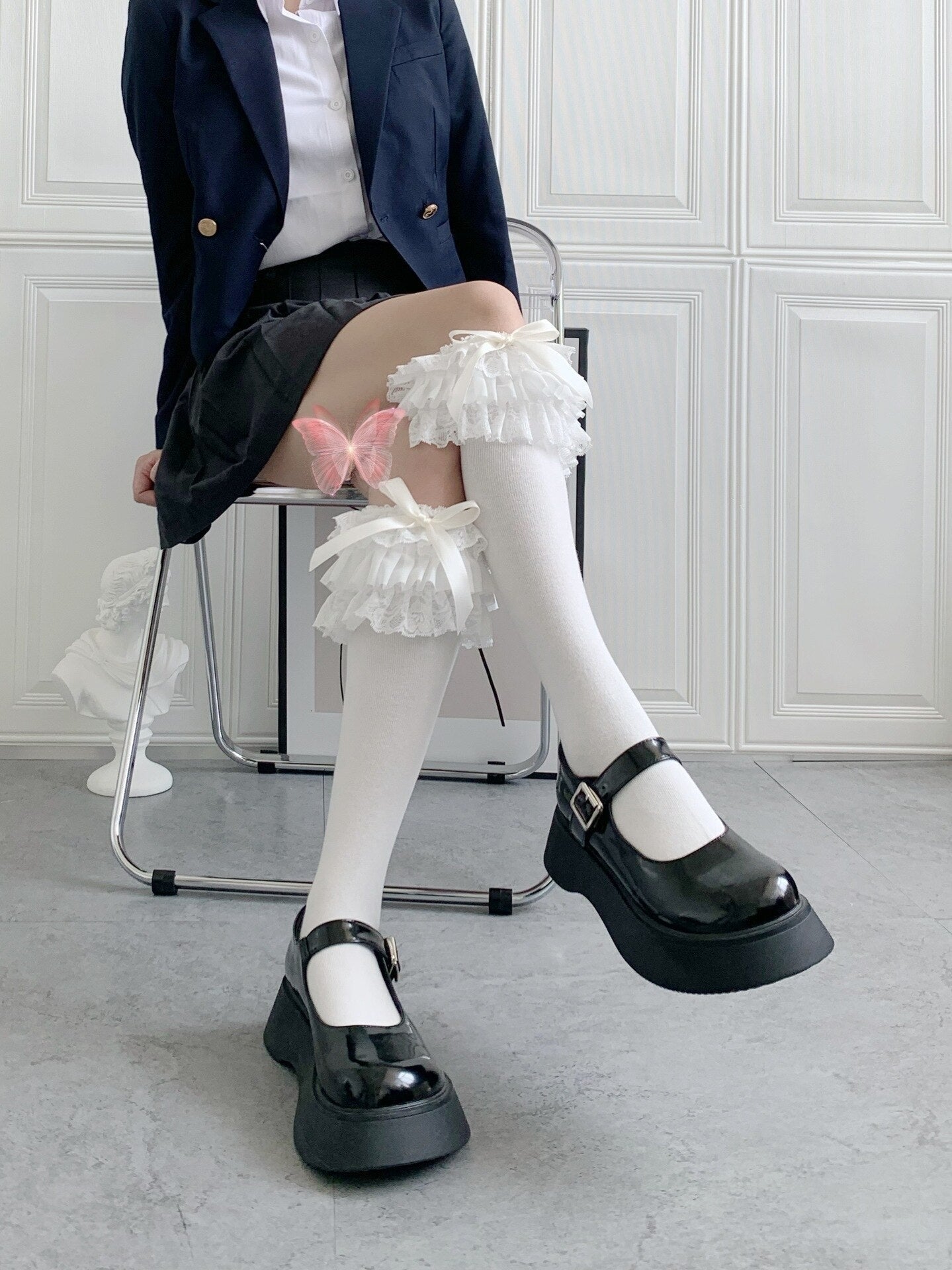 Ruffled Knee Socks - socks, stockings Kawaii Babe