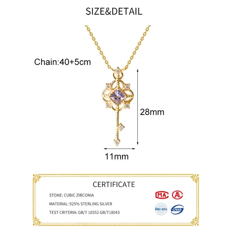 Collier avec pendentif clé en argent sterling