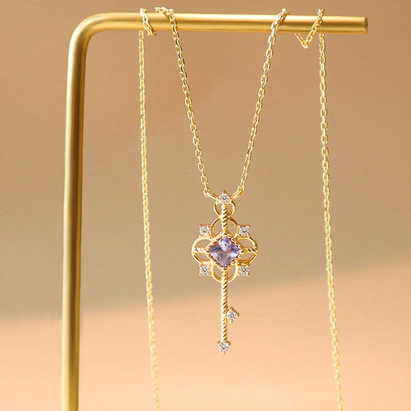Collier avec pendentif clé en argent sterling
