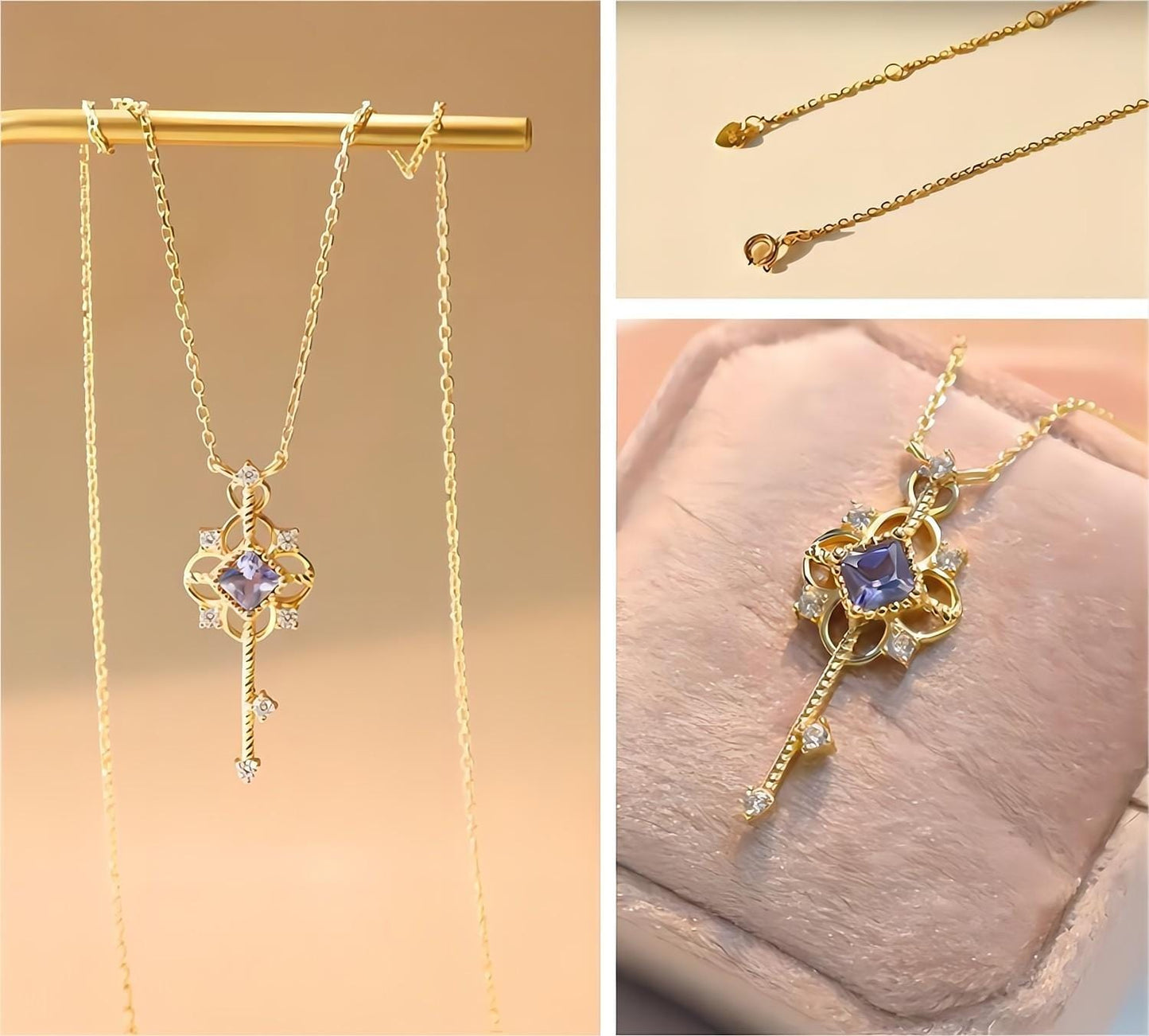 Collier avec pendentif clé en argent sterling