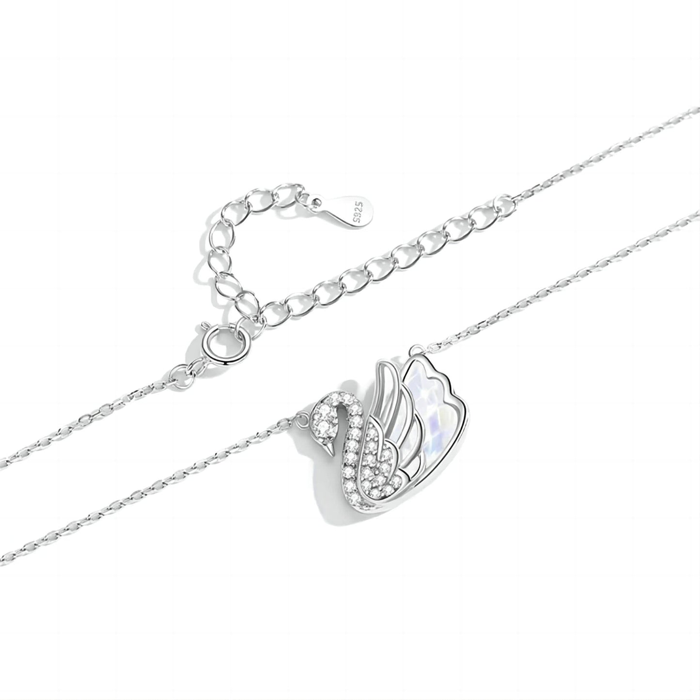 Silver Swarovski Crystal Swan Pendant Necklace