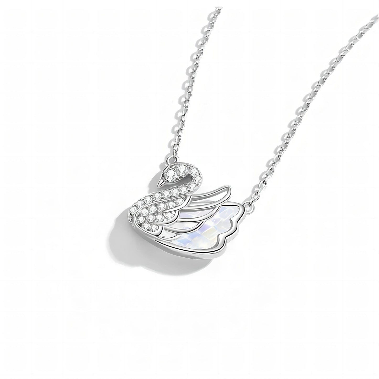 Silver Swarovski Crystal Swan Pendant Necklace