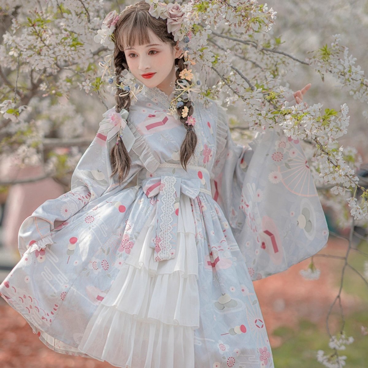 Sakura Kimono Lolita Dress - cherry blossom, china, chinese, dress, dresses